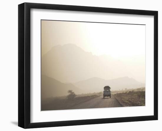 Land Cruiser Driving Along Dusty Road, Between Zagora and Tata, Morocco, North Africa, Africa-Jane Sweeney-Framed Photographic Print