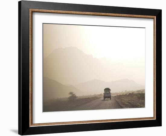 Land Cruiser Driving Along Dusty Road, Between Zagora and Tata, Morocco, North Africa, Africa-Jane Sweeney-Framed Photographic Print