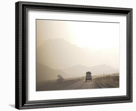 Land Cruiser Driving Along Dusty Road, Between Zagora and Tata, Morocco, North Africa, Africa-Jane Sweeney-Framed Photographic Print