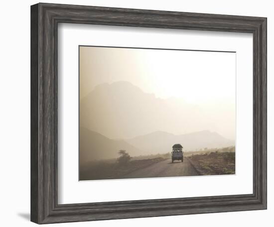 Land Cruiser Driving Along Dusty Road, Between Zagora and Tata, Morocco, North Africa, Africa-Jane Sweeney-Framed Photographic Print