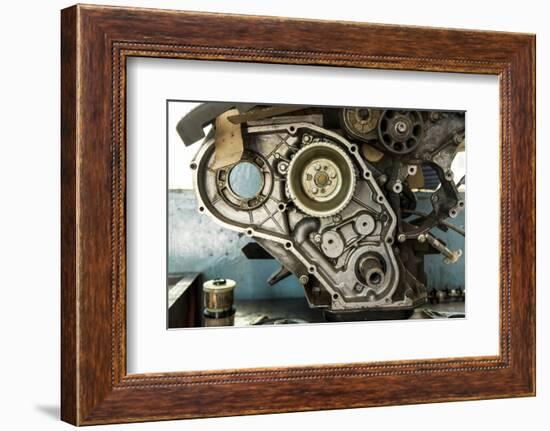 Land Rover Engine in Garage, Zambia-Paul Souders-Framed Photographic Print