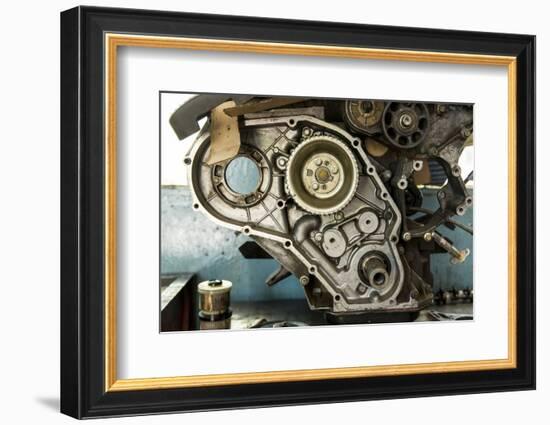 Land Rover Engine in Garage, Zambia-Paul Souders-Framed Photographic Print