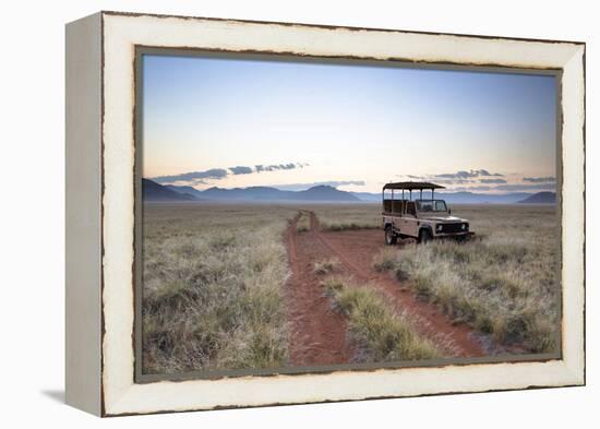 Land Rover Game Vehicle Parked by Sand Road at Sunrise-Lee Frost-Framed Premier Image Canvas