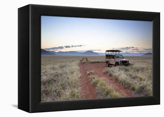 Land Rover Game Vehicle Parked by Sand Road at Sunrise-Lee Frost-Framed Premier Image Canvas