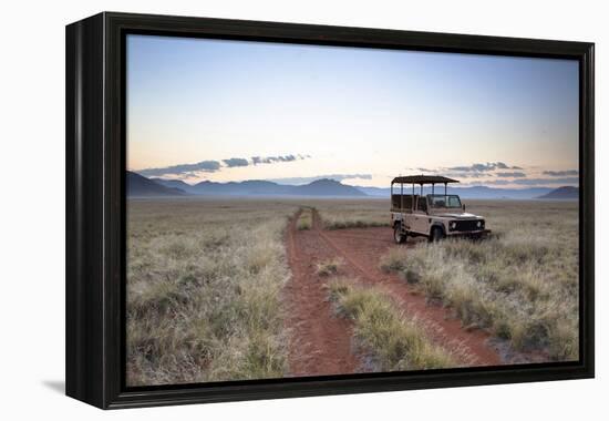 Land Rover Game Vehicle Parked by Sand Road at Sunrise-Lee Frost-Framed Premier Image Canvas