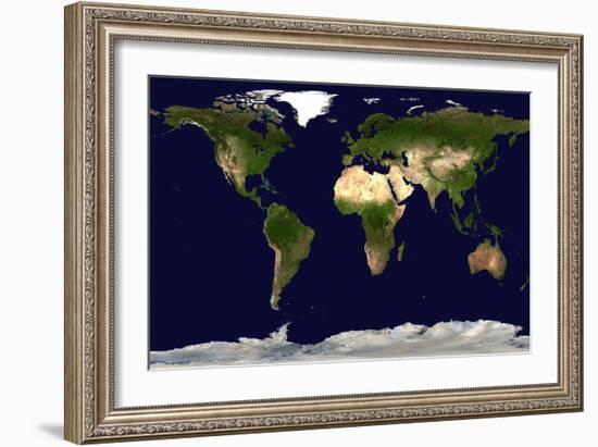 Land Surface, Shallow Water, and Shaded Topography-Stocktrek Images-Framed Art Print