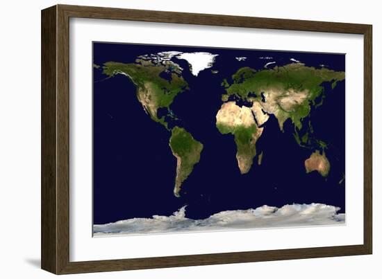 Land Surface, Shallow Water, and Shaded Topography-Stocktrek Images-Framed Art Print