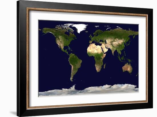 Land Surface, Shallow Water, and Shaded Topography-Stocktrek Images-Framed Art Print