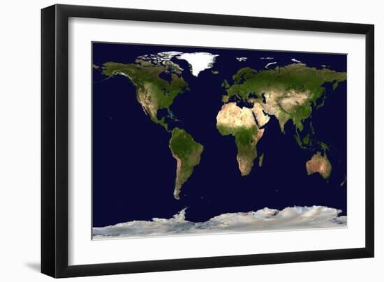 Land Surface, Shallow Water, and Shaded Topography-Stocktrek Images-Framed Art Print