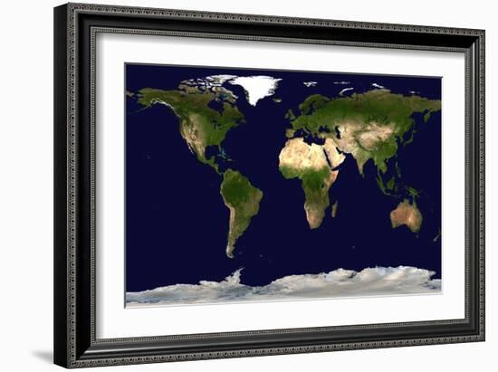 Land Surface, Shallow Water, and Shaded Topography-Stocktrek Images-Framed Art Print