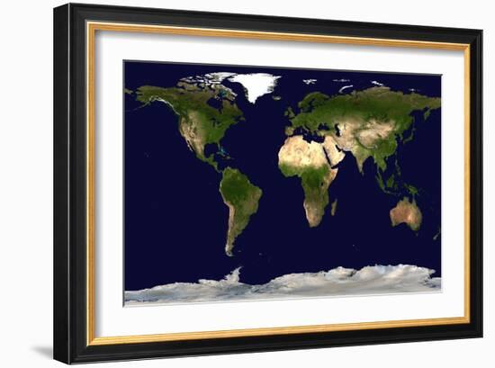 Land Surface, Shallow Water, and Shaded Topography-Stocktrek Images-Framed Art Print