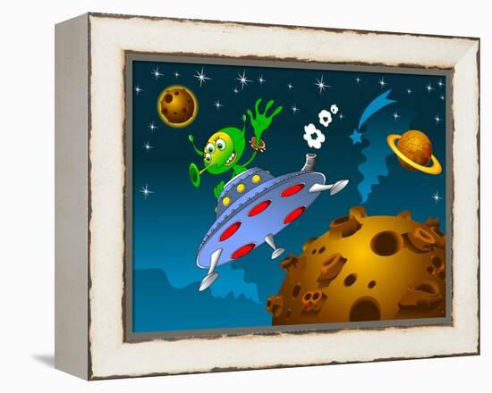 Landing of Aliens-sababa66-Framed Stretched Canvas