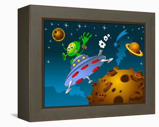 Landing of Aliens-sababa66-Framed Stretched Canvas