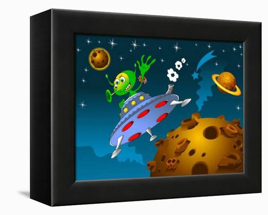 Landing of Aliens-sababa66-Framed Stretched Canvas