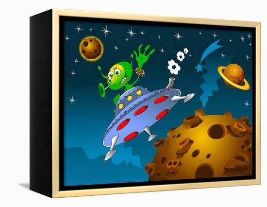 Landing of Aliens-sababa66-Framed Stretched Canvas