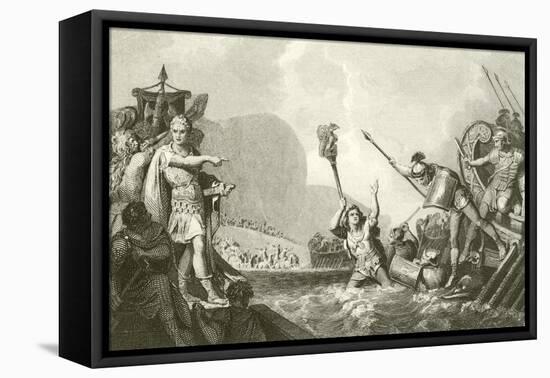 Landing of Julius Caesar-English School-Framed Premier Image Canvas