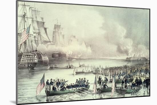 Landing of the American Force at Vera Cruz, Under General Scott, March, 1847-Currier & Ives-Mounted Giclee Print