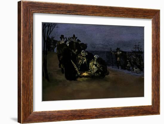 Landing of the Mayflower pilgrims-Howard Pyle-Framed Giclee Print