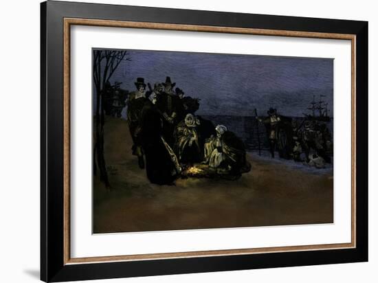 Landing of the Mayflower pilgrims-Howard Pyle-Framed Giclee Print