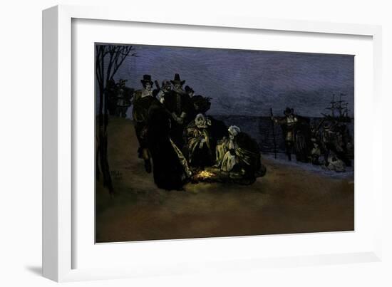 Landing of the Mayflower pilgrims-Howard Pyle-Framed Giclee Print