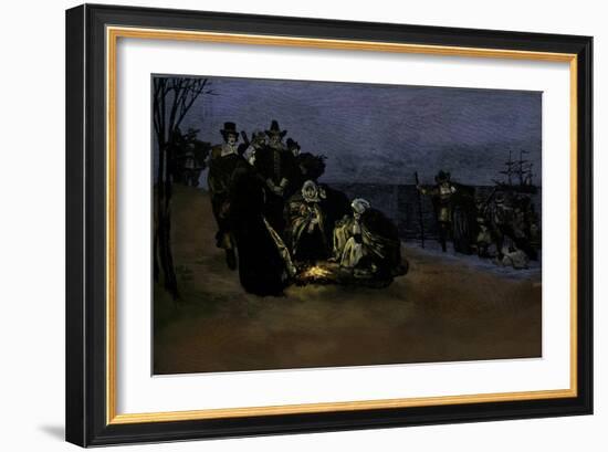 Landing of the Mayflower pilgrims-Howard Pyle-Framed Giclee Print