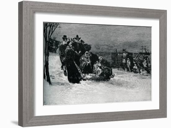 Landing of the Mayflower pilgrims-Howard Pyle-Framed Giclee Print