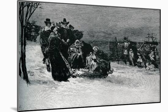 Landing of the Mayflower pilgrims-Howard Pyle-Mounted Giclee Print