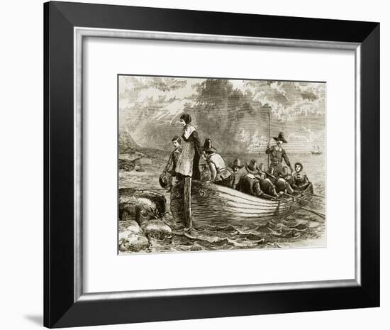 Landing of the Pilgrims at Plymouth Rock, 1620-null-Framed Giclee Print