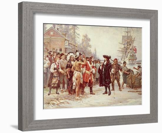 Landing of William Penn, 1682-Jean Leon Gerome Ferris-Framed Giclee Print