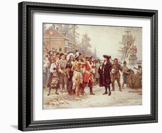 Landing of William Penn, 1682-Jean Leon Gerome Ferris-Framed Giclee Print