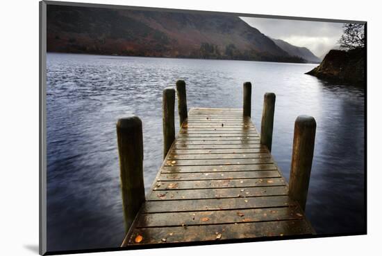 Landing Stage in Autumn at Mossdale Bay, Ullswater, Lake District Nat'l Park, Cumbria, England, UK-Mark Sunderland-Mounted Photographic Print