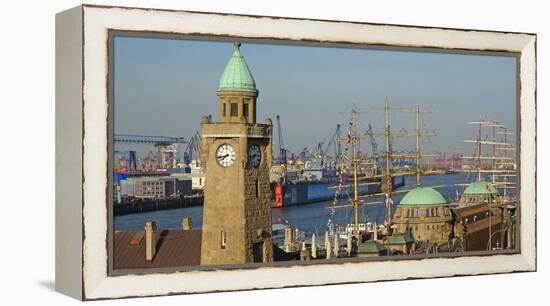 Landing Stages, Elbe River, Hamburg, Germany, Europe-Hans-Peter Merten-Framed Premier Image Canvas