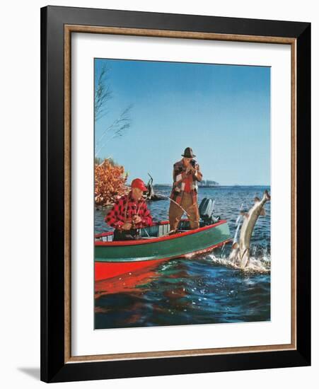 Landing the Trout-null-Framed Art Print