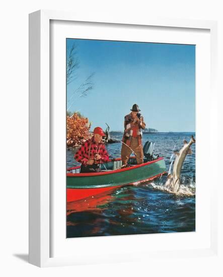 Landing the Trout-null-Framed Art Print