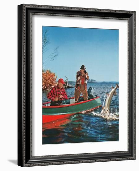 Landing the Trout-null-Framed Art Print