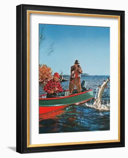 Landing the Trout-null-Framed Art Print