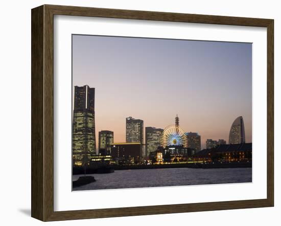 Landmark Tower and Big Wheel at Night, Minato Mirai, Yokohama, Japan, Asia-Christian Kober-Framed Photographic Print