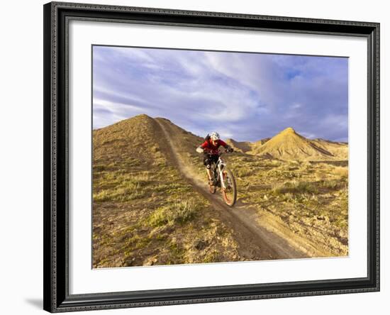 Landon Monholland Mountain Bikes on the Zippy Doo Dah Trail in Fruita, Colorado, Usa-Chuck Haney-Framed Photographic Print
