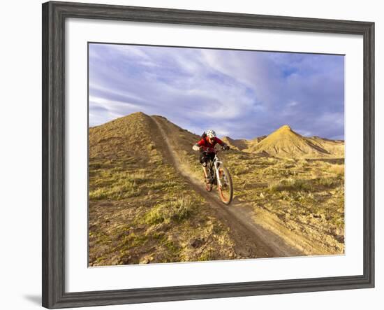 Landon Monholland Mountain Bikes on the Zippy Doo Dah Trail in Fruita, Colorado, Usa-Chuck Haney-Framed Photographic Print