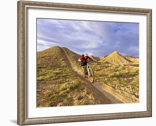 Landon Monholland Mountain Bikes on the Zippy Doo Dah Trail in Fruita, Colorado, Usa-Chuck Haney-Framed Photographic Print