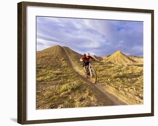 Landon Monholland Mountain Bikes on the Zippy Doo Dah Trail in Fruita, Colorado, Usa-Chuck Haney-Framed Photographic Print