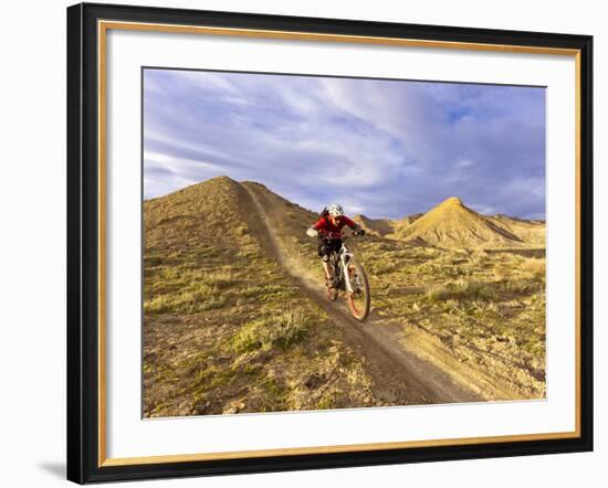 Landon Monholland Mountain Bikes on the Zippy Doo Dah Trail in Fruita, Colorado, Usa-Chuck Haney-Framed Photographic Print