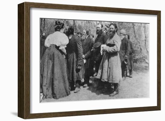 Landowner Giving the Paschal Greeting to Her Peasants, Russia, 1890S-null-Framed Giclee Print