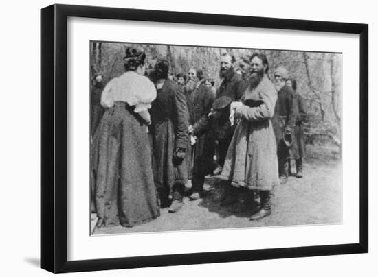 Landowner Giving the Paschal Greeting to Her Peasants, Russia, 1890S-null-Framed Giclee Print