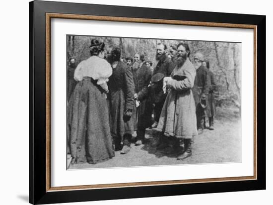 Landowner Giving the Paschal Greeting to Her Peasants, Russia, 1890S-null-Framed Giclee Print