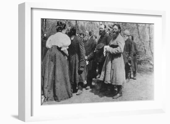 Landowner Giving the Paschal Greeting to Her Peasants, Russia, 1890S-null-Framed Giclee Print