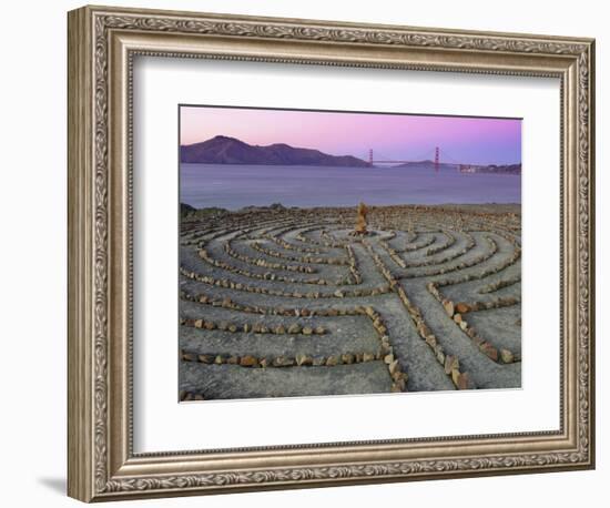 Lands End Labyrinth at Dusk with the Golden Gate Bridge, San Francisco, California-Jim Goldstein-Framed Photographic Print