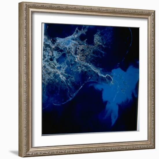 Landsat Image of Mississippi River Pouring Sediment Incl. Pollutants into Gulf of Mexico-null-Framed Photographic Print