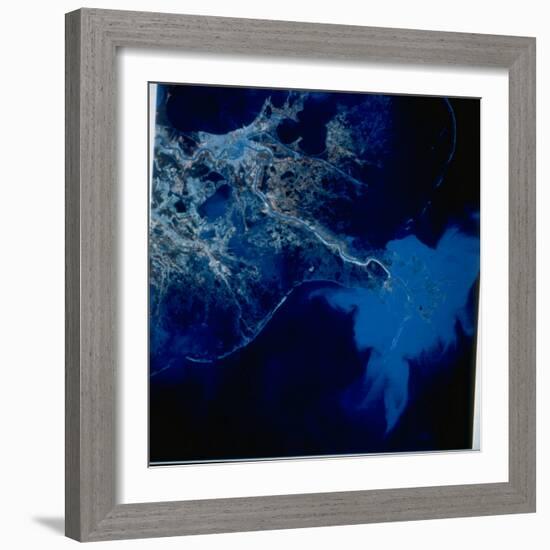 Landsat Image of Mississippi River Pouring Sediment Incl. Pollutants into Gulf of Mexico-null-Framed Photographic Print