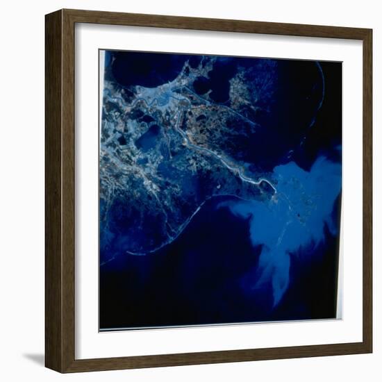 Landsat Image of Mississippi River Pouring Sediment Incl. Pollutants into Gulf of Mexico-null-Framed Photographic Print